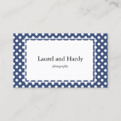 ネイビーモダンブルー水玉模様カスタムビジネスカード 名刺 (正面)