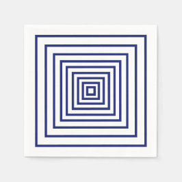 ネイビーモダンブルー白方幾何学模様 スタンダードカクテルナプキン