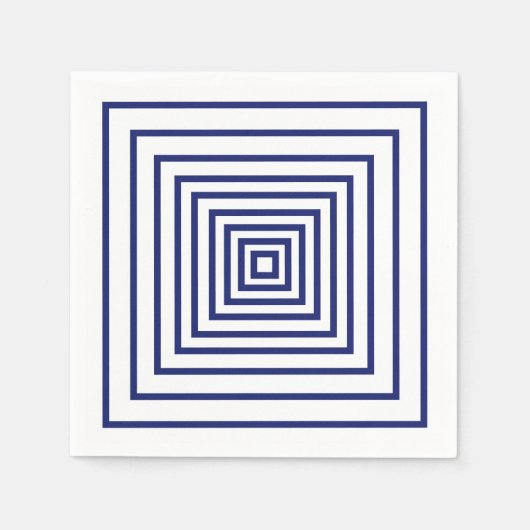 ネイビーモダンブルー白方幾何学模様 スタンダードカクテルナプキン (正面)