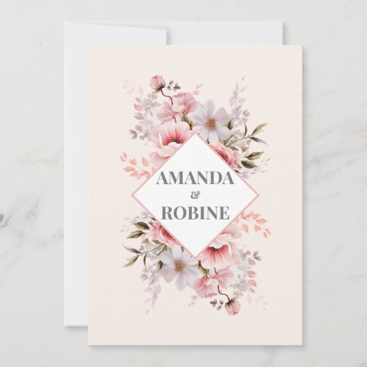 ネイビーモダンブルー結婚式招待状 招待状 (正面)