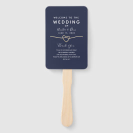 ネイビーモダンブルー結婚式 プログラム ハンドファン