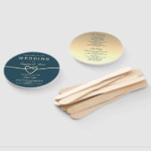 ネイビーモダンブルー結婚式 プログラム ハンドファン (組立なし)