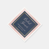 ネイビーモダンブルー赤面と金ゴールドブライダルシャワー スタンダードカクテルナプキン (角)