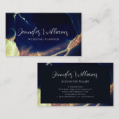 ネイビーモダンブルー金ゴールドグリッターウェディングプランナー 名刺 (正面/裏面)