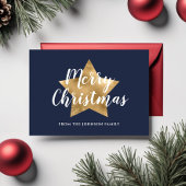 ネイビーモダンブルー金ゴールドスターメリークリスマス ポストカード