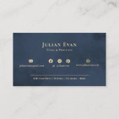 ネイビーモダンブルー金ゴールドプロフェッショナル会社のロゴ 名刺 (裏面)