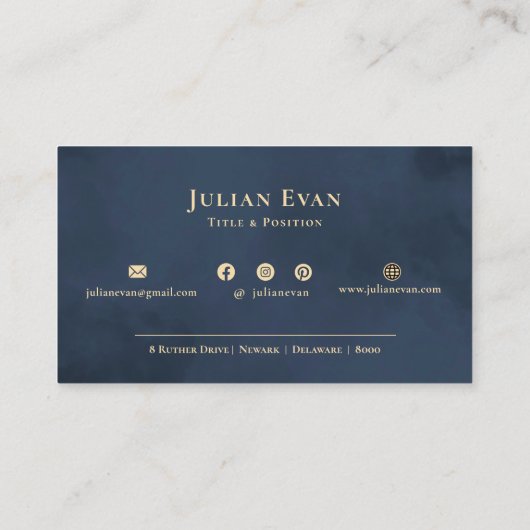 ネイビーモダンブルー金ゴールドプロフェッショナル会社のロゴ 名刺 (裏面)