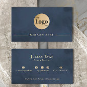 ネイビーモダンブルー金ゴールドプロフェッショナル会社のロゴ 名刺
