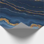 ネイビーモダンブルー金ゴールドマーブルコレクション ラッピングペーパー (角)