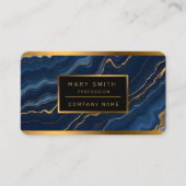 ネイビーモダンブルー金ゴールドマーブルコレクション 名刺 (正面)