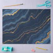 ネイビーモダンブルー金ゴールドマーブルコレクション 薄葉紙 (クラフト)