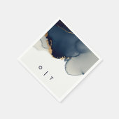 ネイビーモダンブルー金ゴールドモノグラムビーチ結婚式 スタンダードカクテルナプキン (角)