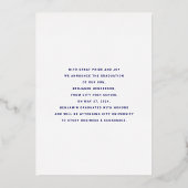 ネイビーモダンブルー金ゴールド卒業発表 箔招待状 (裏面)