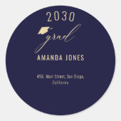 ネイビーモダンブルー金ゴールド卒業 ラウンドシール (正面)