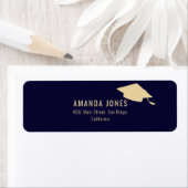 ネイビーモダンブルー金ゴールド卒業 ラベル (インサイチュ)