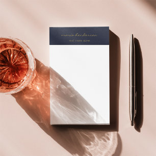 ネイビーモダンブルー金ゴールド台本書道モノグラム ポストイット