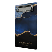 ネイビーモダンブルー金ゴールド大理石グリッター事務所 ミニクリップボード (アングル2)