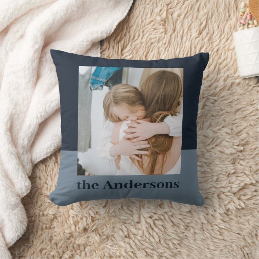 ネイビーモダンブルー|写真 |ファミリーギフト装飾用クッション クッション (ブランケット)