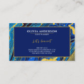 ネイビーモダンブルー&金ゴールドマーブルゲート抽象芸術 名刺 (裏面)