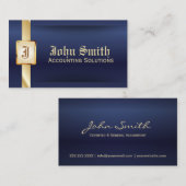 ネイビーモダンブルー&金ゴールド会計 名刺 (正面/裏面)