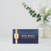 ネイビーモダンブルー&金ゴールド会計 名刺 (スタンド正面)