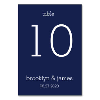 ネイビーモダンブル結婚のテーブルカード テーブルナンバー