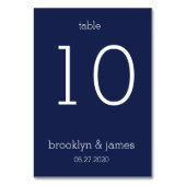 ネイビーモダンブル結婚のテーブルカード テーブルナンバー (裏面)