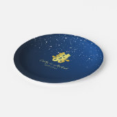 ネイビーモダンブ中国の結婚ブルーの星空 ペーパープレート (アングル)