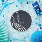 ネイビーモダンホワイト甘い音楽ハッピーアニバーサリー ペーパープレート (パーティー)