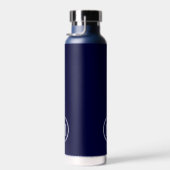 ネイビーモダンミニマルホワイトモノグラム ウォーターボトル (右面)