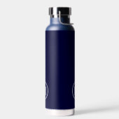 ネイビーモダンミニマルホワイトモノグラム ウォーターボトル (左面)