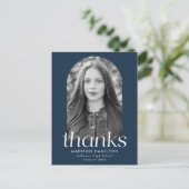 ネイビーモダンミニマル写真卒業 ポストカード (スタンド正面)