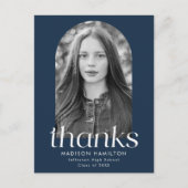 ネイビーモダンミニマル写真卒業 ポストカード (正面)