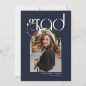 ネイビーモダンミニマルArch 5写真卒業 招待状 (正面)