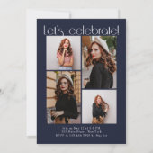 ネイビーモダンミニマルArch 5写真卒業 招待状 (裏面)