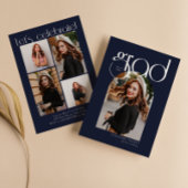 ネイビーモダンミニマルArch 5写真卒業 招待状