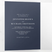 ネイビーモダンミフォーマルム結婚ム 三つ折りカード (内部最初)