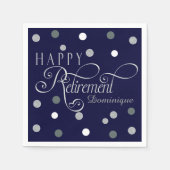 ネイビーモダンリタイアパーティーカスタムナプキンス スタンダードカクテルナプキン (正面)