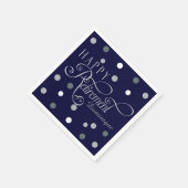 ネイビーモダンリタイアパーティーカスタムナプキンス スタンダードカクテルナプキン (角)