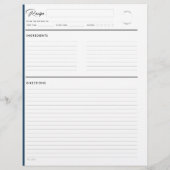 ネイビーモダンレター形式のレシピページ (裏面)