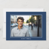 ネイビーモダン卒業写真フレーム – パーティー 招待状 (正面)