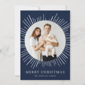 ネイビーモダン日が差すことメリークリスマス2写真 シーズンカード (正面)