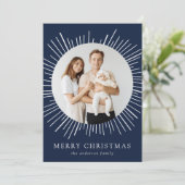 ネイビーモダン日が差すことメリークリスマス2写真 シーズンカード (スタンド正面)