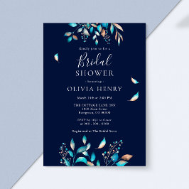ネイビーモダン素朴ブライダルシャワー 招待状