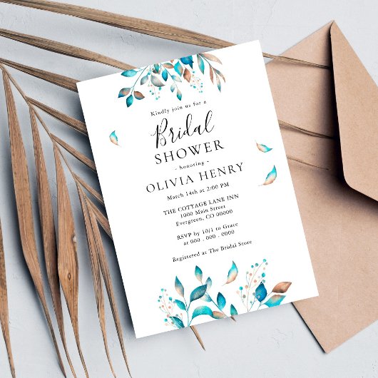 ネイビーモダン素朴ブライダルシャワー 招待状