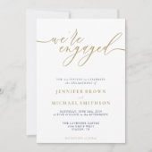 ネイビーモダン金ゴールド婚約した 招待状 (正面)