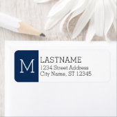 ネイビーモノグラムと名前をカスタムする-差出人住所 ラベル (インサイチュ)