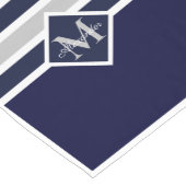 ネイビーモノグラムのブルーホワイトカ航海のニショートTa ショートテーブルランナー (コーナー)