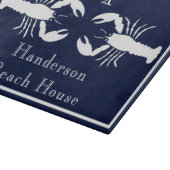 ネイビーモノグラムのブルーホワイトロブスター航海の カッティングボード (角)