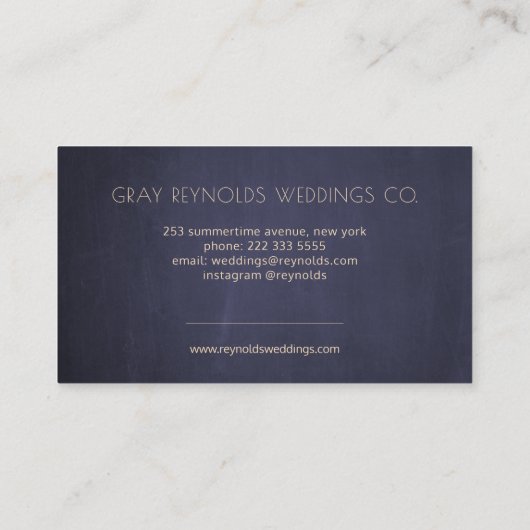 ネイビーモノグラムウォーターカラーフローラウェディングプランナー 名刺